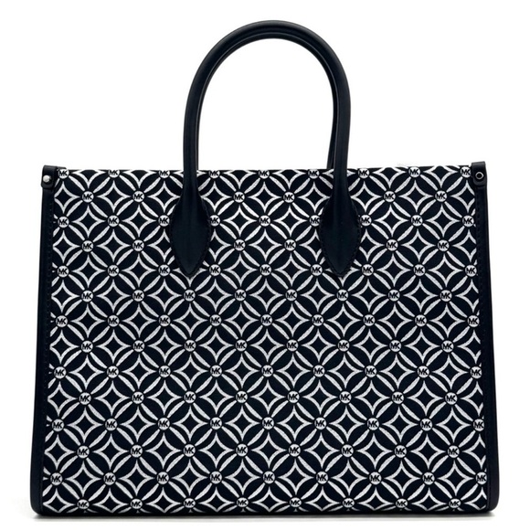 Michael Kors Mirella Medium Logo Tote Bag Black/Silver - Picture 5 of 9